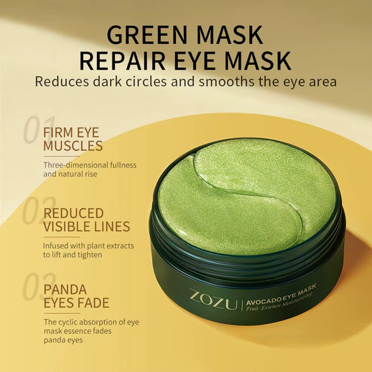 60Pcs Avocado Eye Mask, anti Dark Circles, Eye Bags, Moisturizing Firming Eye Patches