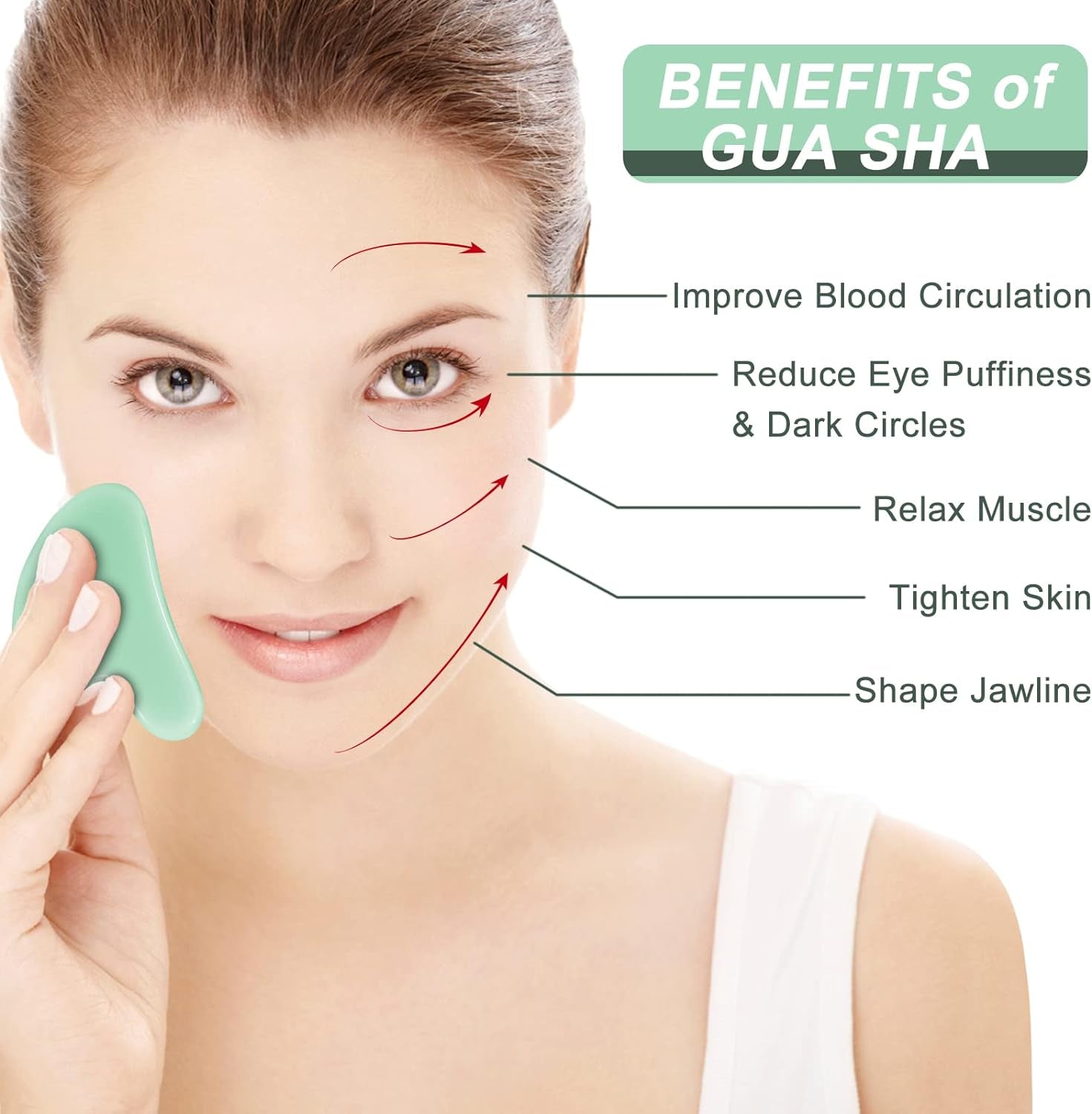 Gua Sha Facial Tool,  Face Slimmer, Massage, Decrease Puffiness, Tighten Skin, & Improve Face Shape. Secret Therapy from the Ancient Oriental.
