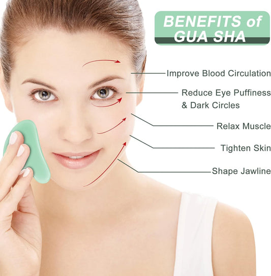 Gua Sha Facial Tool,  Face Slimmer, Massage, Decrease Puffiness, Tighten Skin, & Improve Face Shape. Secret Therapy from the Ancient Oriental.