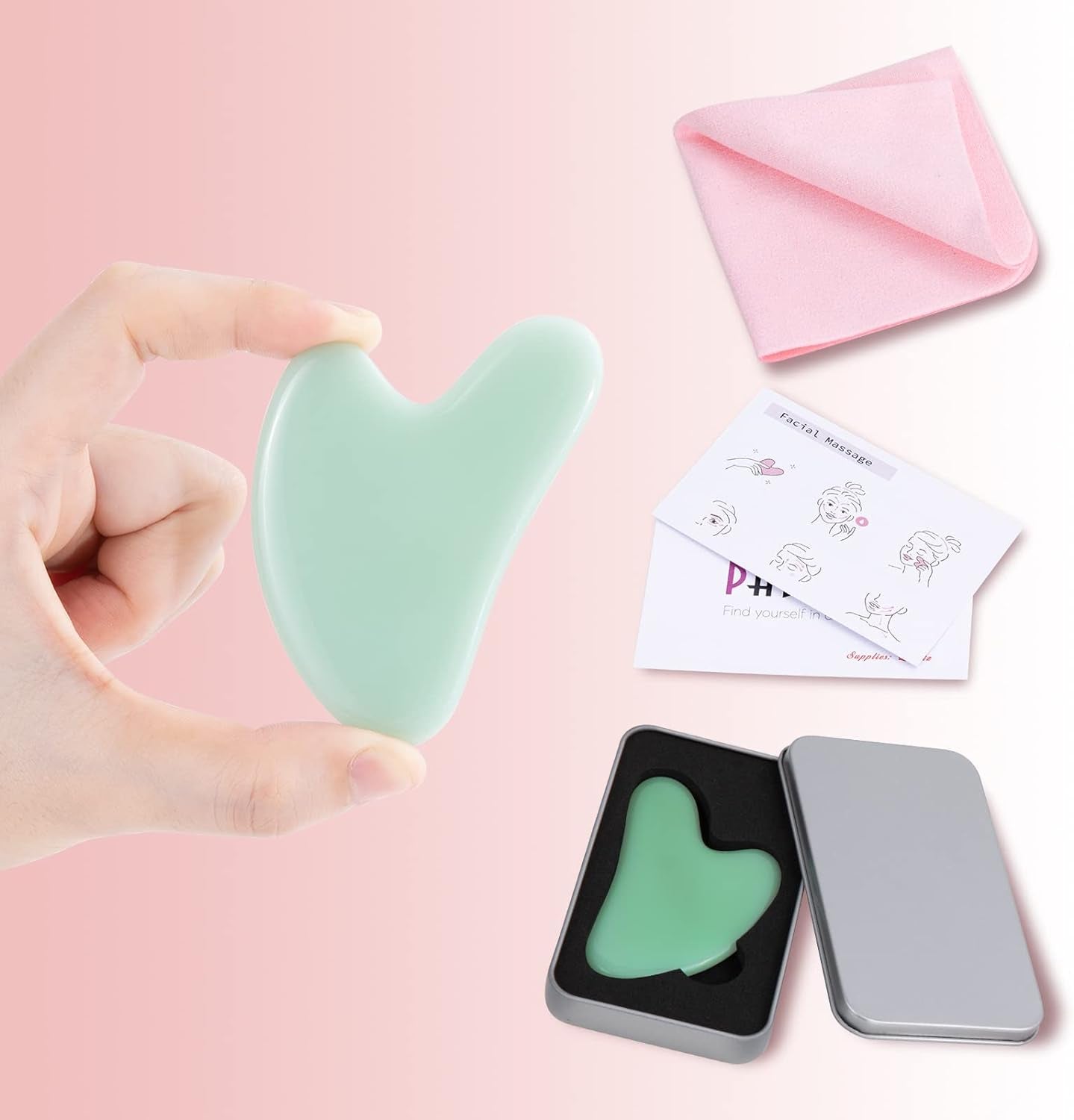 Gua Sha Facial Tool,  Face Slimmer, Massage, Decrease Puffiness, Tighten Skin, & Improve Face Shape. Secret Therapy from the Ancient Oriental.